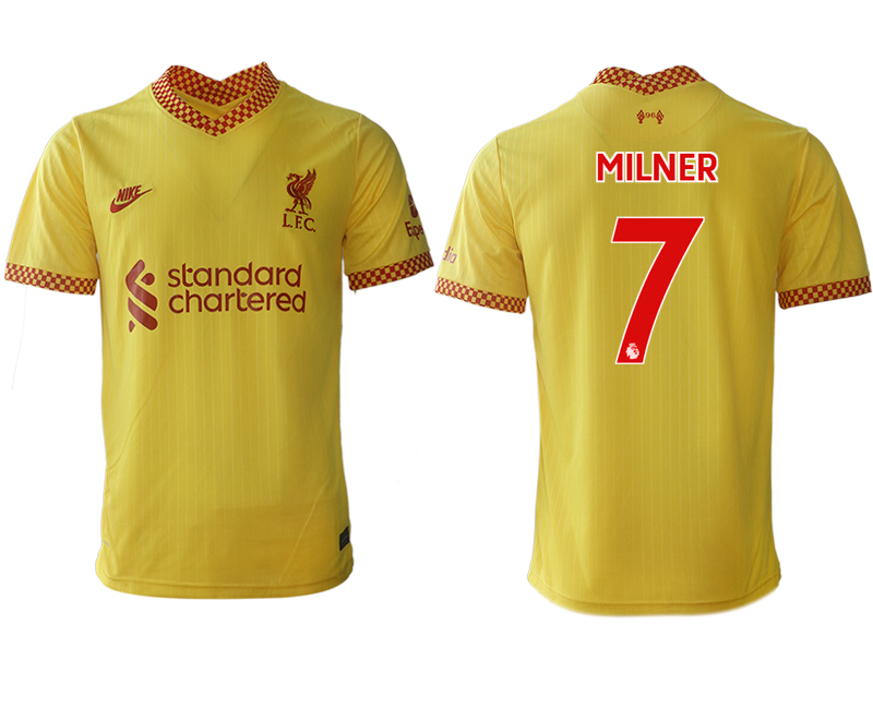 Cheap Men 2021-2022 Club Liverpool Second away aaa version yellow 7 Soccer Jersey